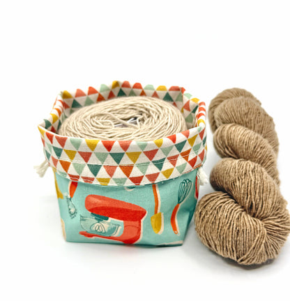 Small Drawstring Bag | Fabric Yarn Bowl - Kitchen Baking