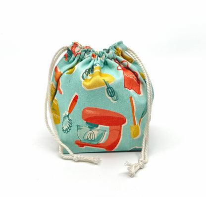 Small Drawstring Bag | Fabric Yarn Bowl - Kitchen Baking